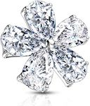 FIFTH CUE 14G Five Pear CZ Flower 316L Surgical Steel Internally Threaded Dermal Anchor Top (Steel/Clear)