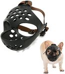 QingYi Dog Muzzle for Short Snout Dogs Soft Silicone Basket Muzzle,Pet Mouth Cover for French Bulldog Shih Tzu, Pug and Other Flat-Faced Short Snout Dogs (L), Black