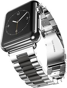 U191U Metal Bands Compatible with Apple Watch Band 41mm 40mm 38mm, Dressy Stainless Steel Chain Strap for Men iWatch Series Ultra/Ultra2/9/8/7/6/5/4/3/2/1 SE, Silver/Black