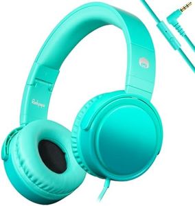 Rockpapa 982 Foldable Wired Headphones,Over Ear Headphones Stereo Headphones with Microphone,Boys Girls Headphones for Travel/PC/Mac/Laptop/Phone(Green)