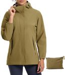 TBMPOY Women's Rain Jackets Waterproof Packable Lightweight Raincoat Outdoor Cycling Windbreaker With Hood CA Army Green L