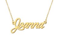 Joanna Pendant Name Necklace 18k Gold Plated Stainless Steel Script Nameplate Necklace Jewelry for Best Friends