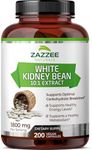 Zazzee White Kidney Bean 10:1 Extract, 18,000 mg Strength, 200 Vegan Capsules, Over 2 Month Supply, Standardized and Concentrated 10X Extract, 100% Vegetarian, All-Natural and Non-GMO