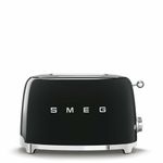 Smeg Toaster, 2 Wide Slot, Original Italian Brand, Patented Smeg Color, Auto Center for Even Browning, Smart Crumb Tray Drawer, Multi-Use: Defrost, Reheat & Bagel, 6 Toast Level, 950W (Black)