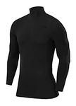 TCA Men's Pro Performance Compression Base Layer Long Sleeve Top - Mock Neck - Black Stealth, L