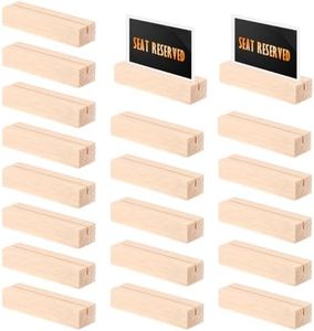 USENG 20 Piezas Soportes para Tarjetas de Madera,Titulares de Tarjetas de Madera,Soporte de Memo de Madera,Soportes de Madera,Soporte para Tarjetas de Madera,Soporte Tarjetas Madera,Madera Soporte