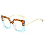 LJCZKA Blue Light Blocking Glasses Square for Women, Oversized Square Computer Glasses Metal Temple, Anti-Glare, Eye Strain & Headache