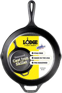 Lodge Cast Iron Skillet 26cm – Pre-Seasoned Frying Pan, Oven & Grill Safe