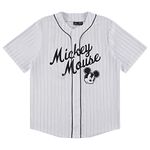 Disney Mens Mickey Mouse Baseball Jersey - Mens Classic Mickey Mouse Mesh Button Down Baseball Jersey Mickey Mouse Shirt, White, XL