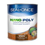 Seal-Once Nano+Poly Penetrating Wood Sealer with Polyurethane - Premium Waterproof Sealant (Brown, 1 Gallon)