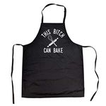 Crazy Dog T-Shirts This Bitch Can Bake Cookout Apron Funny Sweets Desserts Kitchen Smock (Black) - Black; One Size