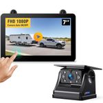 Magnetic Solar Powered Wireless Reversing Camera Kit 7” 1080P Monitor Touchscreen IPS Monitor 1 Min DIY Installation, IP69K Waterproof Reversing Camera for Car Van Truck Trailer