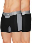 XYXX Men's Underwear Illuminati IntelliSoft Antimicrobial Micro Modal Trunk Pack of 2 (Black;Black & Steel Grey; M)