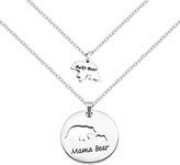 Zuo Bao Mama Bear and Baby Bear Necklace Set Mother Daughter Necklace Gift Mom Jewelry (Silver-1 cub)