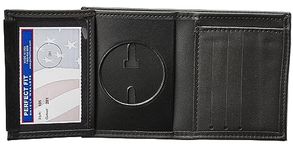 Perfect Fit Round US Marshal Hidden Badge Wallet Badge Holder (2-1/4 inch recessed round cutout, Cutout PF281), Hidden Badge Wallet, Black, Compact