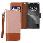 kwmobile Case Compatible with Samsung Galaxy S20 FE Wallet Cover - Smartphone Card Holder Case With Hand Strap - Magnetic Closure Card Holder - Dusty Pink/Brown