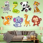 Zyozique Jungle Theme Birthday Cardstock Cutout with Glue Dot for Kids Theme for Baby Shower Happy Birthday Decorations Supplies (Pack of 9)