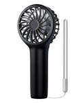 EasyAcc Mini Portable Fan Handheld Fan, Powerful Wind [12H Max Cooling Time] 3 Speed USB C Rechargeable Battery Pocket Personal Lash Fan with Lanyard Small Desk Fan for Girls Women Travel-Black