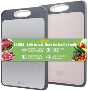 Cutting Board Double Sided, GUANCI Large Size 16”×11”, 316 Stainless Steel Cutting Board for Kitchen, Food-Grade, Stainless Steel and Wheat Straw PP, Easy to Clean