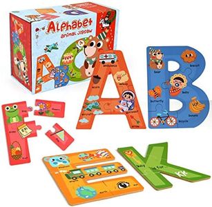 SYNARRY Wooden Alphabet Puzzles for Kids Ages 3-5, ABC Learning for Toddlers Ages 3+, Sight Words Letter Puzzles Montessori Toys Educational STEM for Preschool Boys Girls