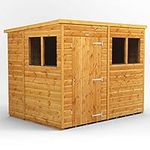 POWER High Grade Premium Pent Garden Wooden Shed with Security Features, Door & Window Flexibility, made from Extra Thick Timber & Toughened Glass - (8 x 6)