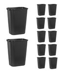 Rubbermaid Commercial Products 41QT/10.25 GAL Wastebasket Trash Container, for Home/Office/Under Desk, Black (FG295700BLA), Pack of 12