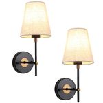 MRHYSWD Set of 2 Black and Gold Wall Lights for Living Room Bedrooms, Modern Wall Sconce Lights Indoor Wall Lighting Fixtures Vintage Wall Lamps for Bedside Bathroom Hallway, Without E27 Bulbs