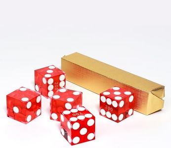 GSE Games & Sports Expert AAA Grade 19mm Pro Vegas Casino Style Craps Dice Set of 5 with Razor Sharp Edges & Matching Serialized Numbers for RPG, Dice Stacking, Yahtzee Dice Games