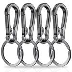 Amaxiu Heavy Duty Carabiner Keychain, Zinc Alloy Key Chain with Keyring Quick Release Metal Key Ring Clips Keyring Holder Organizer Car Key Finder Hook Keys Clip for Men Women (4 Pcs Grey)