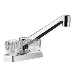 Dura Faucet (DF-PK640A-CP) RV Kitchen, Galley, or Bar Faucet with Crystal Acrylic Knobs (Chrome)