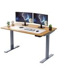 RISE UP Dual Motor Electric Standing Desk 60x30" Solid Bamboo Desktop Premium Ergonomic Adjustable Height Sit Stand Up Home Office Computer Desk Table Motorized Powered Modern Furniture Small Standup