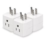 EXTRASTAR 3 Outlet Extender, Grounded Wall Tap Cube, 3 Prong Multiple Plug Outlet with 90 Degree Plug Adapter, ETL Listed 3 Way Plug Adapter for Home, Office, Travel - White (3 Pack)