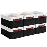 DECOMOMO Small Basket Storage Bins Collapsible Baskets for Organizing Shelves Bathroom Toy Baby Closet Gift Baskets Nursery Linen Closet Organizers with Handles (Black & White)