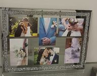 Multi Aperture 6 Picture Photo Frame 6”x4” Hold 6 Picture Silver Mirrored Crushed Jewel Crystal Diamante