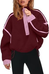Panadila Womens Half Zip Fleece Pullover Sherpa Jacket (Burgundy,M)
