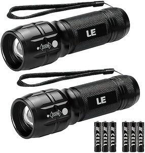 Lighting EVER LED Flashlights High Lumens, Small Flashlight, Zoomable, Waterproof, Adjustable Brightness Flash Light for Outdoor, Emergency, Camping, AAA Batteries Included, 2 Pack