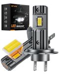 Zethors H7 LED Bulbs, 500% Brighter 60W Wireless LED Bulbs, Non-Polarity, 1:1 Mini Size Plug and Play for High Low Beam Ampoule LED H7 Halogen Replacement Car Conversion Kit, Low High Beam Bulbs