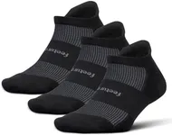 Feetures High Performance Max Cushion Ankle Sock - Tab Socks for Women & Men with Heel Tab - Black, L (3 Pair)