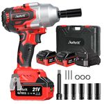 Avhrit 630Ft-lbs (850N.m) Cordless Impact Wrench 1/2 Inch, Battery Impact Gun w/ 2X 4.0Ah Battery, Fast Charger & 5 Sockets, Power Electric Impact Driver for Car Tires