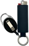 BIC Retractable Lighter Holder for J6 BIC Lighters | 16 Colors | Keychain Lighter Case with Spring Clips | Lighter Not Included (Black)