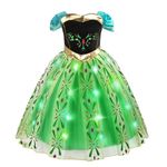 Discoball Princess Costume for Girls Age 2-8 Years Girls Gift, Light Up Anna Princess Dress for Girls Kids Toddlers Fancy Dress Up for Girls Halloween Cosplay Bithday Party Christmas Costume