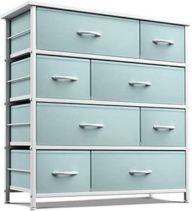 Sorbus Dresser with 8 Drawers - Furniture Storage Chest for Kid’s, Teens, Bedroom, Nursery, Playroom, Clothes, Toys - Steel Frame, Wood Top, Fabric Bins (Aqua)