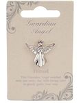 Guardian Angel Silver Finish Angel Badge Broach for Friendship | Lapel Pin with Rhinestone for Men & Women Suit Tuxedo Tie Hat | Perfect Gift For Bestfriend & Friendship Day