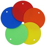 Maharsh Silica Gel Anti Hot Heat Resistant Round Pot Holder Disc Pads Car Dashboard Pad Dining Table Mat Placemat Coasters, Assorted Colours, Multicolour - Pack of 5