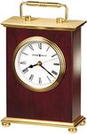 Howard Miller Rosewood Bracket Tabletop Clock – High Gloss Wooden Desk Clock Brass Accents Quiet Quartz Movement Roman Numerals & Carriage Style Design for Mantel Home or Office Décor