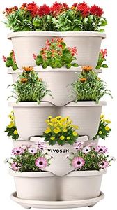 VIVOSUN 5 Tier Vertical Gardening Stackable Planter for Strawberries, Flowers, Herbs, Vegetables, Ivory