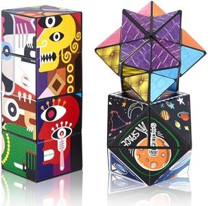 ROXENDA Juego de 3 Cubos mágicos, 2 en 1, Cubo Infinito, Rompecabezas 3D, Juguetes transformadores para niños, Juguetes Fidget cambiantes para Jugar (Serie planetaria)
