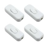 ZHIQIN 4 Pack in Line Switch for Lamps 250V 6A White Torpedo Switch Inline Switch Use Inline 2 or 3 Core Round or Flat Wire for Small Appliance,Desk Lamp,Light