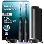 Philips Sonicare 7100 Electric Toothbrush, Sonic Toothbrush with App, 4 Brushing Modes and 3 Intensity Levels, Pressure Alert, EasyStart, SmarTimer, Black, 2 Pack, Model HX7429/03 [New Technology]