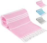 BonGu Turkish Beach Towel,180x90cm Oversized Turkish Cotton with Travel Bag Large Quick Dry Lightweight Turkish Beach Towels for Beach, Bath, Pool Travel Towels (Pink)